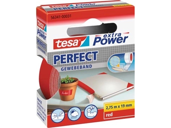 Een Tesa extra Power Perfect, ft 19 mm x 2,75 m, rood koop je bij Muys Kantoor & Kado