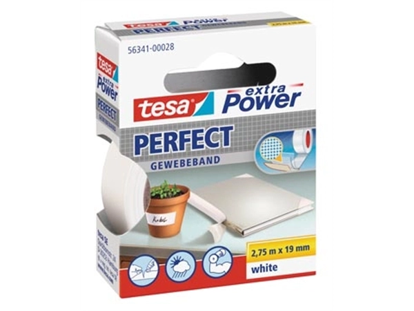 Een Tesa extra Power Perfect, ft 19 mm x 2,75 m, wit koop je bij Muys Kantoor & Kado