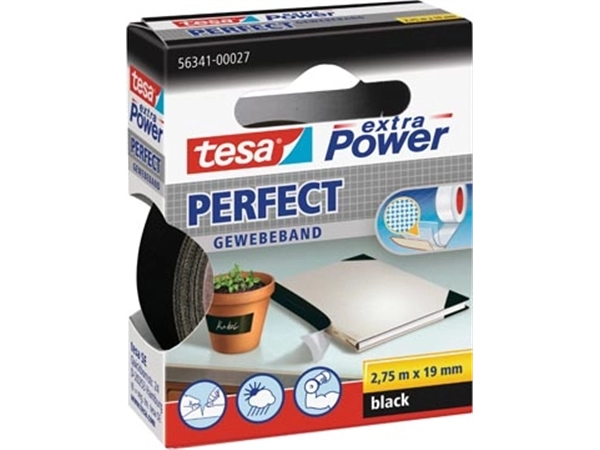 Een Tesa extra Power Perfect, ft 19 mm x 2,75 m, zwart koop je bij Muys Kantoor & Kado