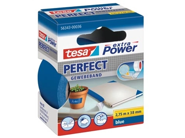 Een Tesa extra Power Perfect, ft 38 mm x 2,75 m, blauw koop je bij Muys Kantoor & Kado