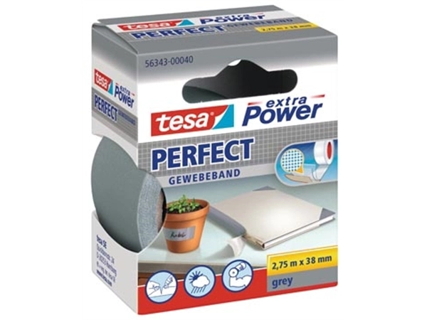 Een Tesa extra Power Perfect, ft 38 mm x 2,75 m, grijs koop je bij Muys Kantoor & Kado