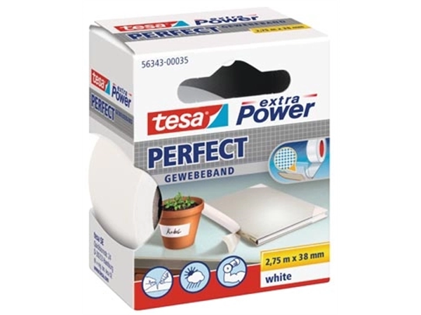 Een Tesa extra Power Perfect, ft 38 mm x 2,75 m, wit koop je bij Muys Kantoor & Kado