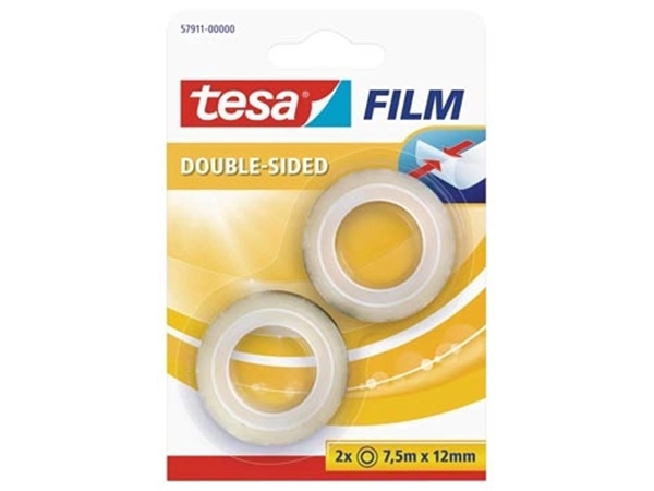 Een Tesafilm Double-Sided, ft 7,5 m x 12 mm, blister van 2 stuks koop je bij Muys Kantoor & Kado