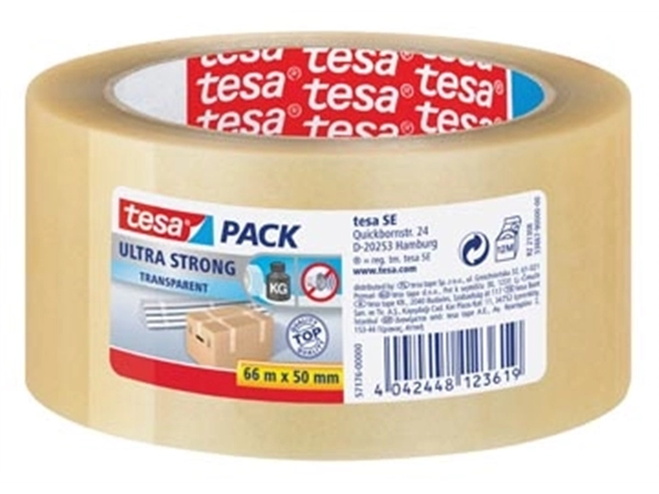 Een Tesapack Ultra Strong, ft 50 mm x 66 m, PVC, transparant koop je bij Muys Kantoor & Kado