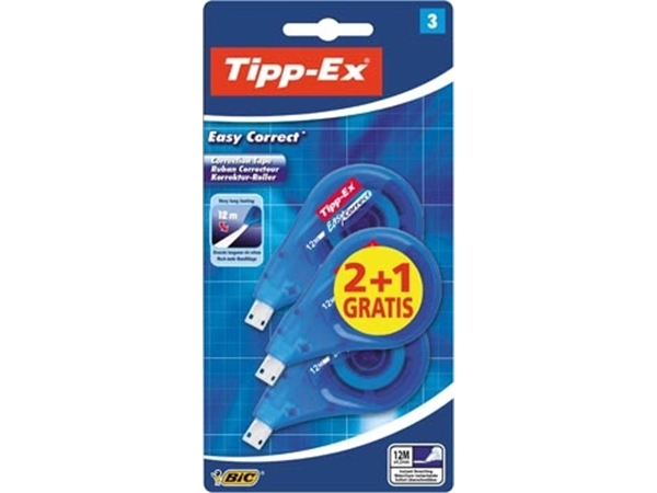 Een Tipp-Ex correctieroller Easy Correct, blister van 3 stuks (2 + 1 gratis) koop je bij Muys Kantoor & Kado