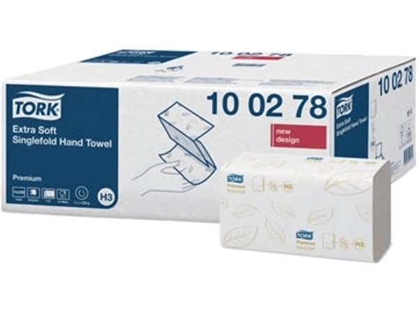 Een Tork Premium handdoek extra soft, 2-laags, ZZ-fold, systeem H3, wit, 200 sheets, pak van 15 stuks koop je bij Muys Kantoor & Kado