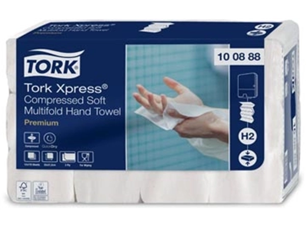 Een Tork Xpress® gecomprimeerde zachte handdoek, multifold M, Premium, 2-laags, systeem H2, 12 x 170 vel koop je bij Muys Kantoor & Kado