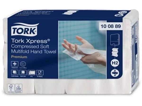 Een Tork Xpress® gecomprimeerde zachte handdoek, multifold Z, Premium, 2-laags, systeem H2, 12 x 225 vel koop je bij Muys Kantoor & Kado