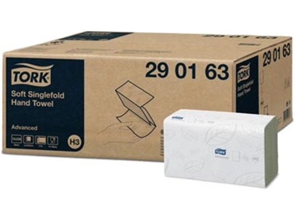 Een Tork papieren handdoeken Advanced, 2-laags, 250 vellen, systeem H3, wit, pak van 15 stuks koop je bij Muys Kantoor & Kado