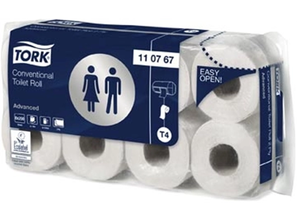 Een Tork toiletpapier Advanced, 2-laags, systeem T4, 250 vellen, pak van 8 rollen koop je bij Muys Kantoor & Kado