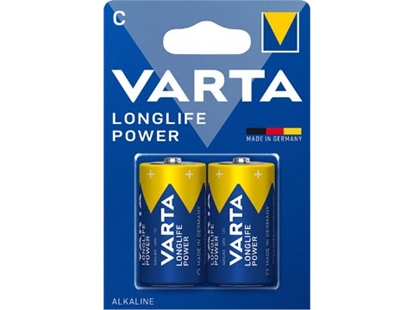 Een Varta Batterij Longlife Power C, blister van 2 stuks koop je bij Muys Kantoor & Kado