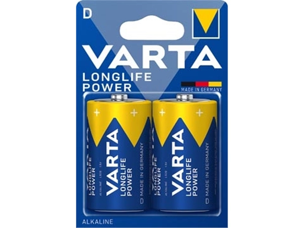 Een Varta Batterij Longlife Power D, blister van 2 stuks koop je bij Muys Kantoor & Kado