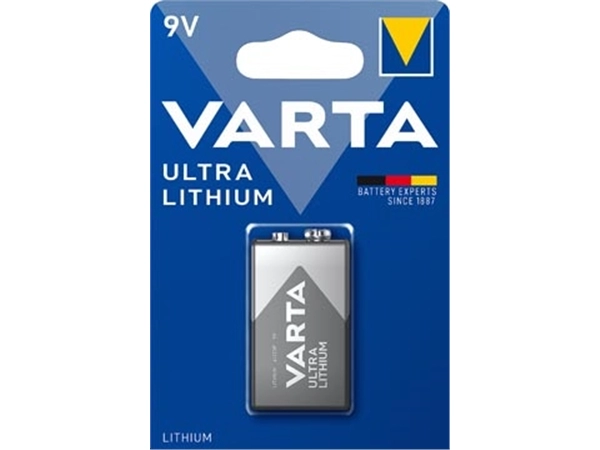 Een Varta batterij Ultra Lithium 9V, blister van 1 stuk koop je bij Muys Kantoor & Kado