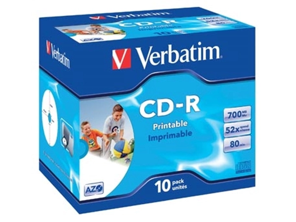 Een Verbatim CD recordable, doos van 10 stuks, individueel verpakt (Jewel Case) koop je bij Muys Kantoor & Kado