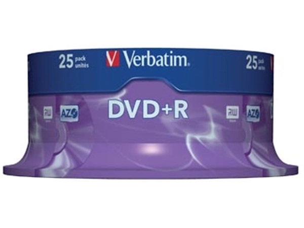 Een Verbatim DVD recordable DVD+R, spindel van 25 stuks koop je bij Muys Kantoor & Kado