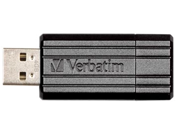 Een Verbatim PinStripe USB 2.0 stick, 16 GB, zwart koop je bij Muys Kantoor & Kado