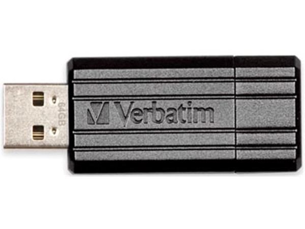 Een Verbatim PinStripe USB 2.0 stick, 64 GB, zwart koop je bij Muys Kantoor & Kado