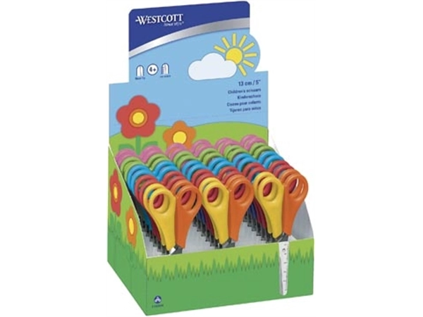 Een Westcott kinderschaar, linkshandig, display met 30 stuks, assorti koop je bij Muys Kantoor & Kado