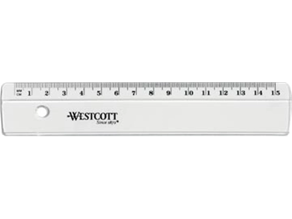 Een Westcott plastic lat 15 cm koop je bij Muys Kantoor & Kado