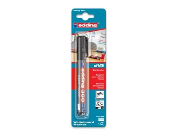 Een edding whiteboardmarker 360 zwart, op blister koop je bij Muys Kantoor & Kado