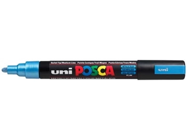 Een uni-ball Paint Marker op waterbasis Posca PC-5M blauw metaal koop je bij Muys Kantoor & Kado