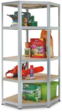 Een Avasco rek Strong Corner, ft 176 x 75 x 40 x 50 cm, 5 legborden, gegalvaniseerd koop je bij Muys Kantoor & Kado