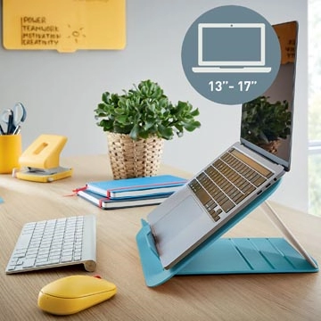 Een Leitz Ergo Cosy laptopstandaard, 80 % gerecycleerd kunststof, blauw koop je bij Muys Kantoor & Kado