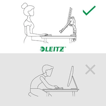 Een Leitz Ergo ruimtebesparende monitorarm, dubbele arm met 1 laptoparm, grijs koop je bij Muys Kantoor & Kado