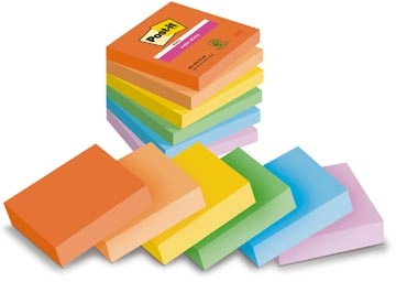 Een Post-it Super Sticky Notes Playful, 90 vel, ft 76 x 76 mm, geassorteerde kleuren, pak van 6 blokken koop je bij Muys Kantoor & Kado