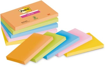 Een Post-it Super Sticky notes Boost, 90 vel, ft 76 x 127 mm, geassorteerde kleuren, pak van 5 blokken koop je bij Muys Kantoor & Kado