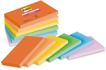 Een Post-it Super Sticky notes Playful, 90 vel, ft 76 x 127 mm, geassorteerde kleuren, pak van 6 blokken koop je bij Muys Kantoor & Kado