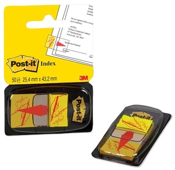 Een Post-it Index 'Sign Here', ft 25,4 x 43,2 mm, houder met 50 tabs koop je bij Muys Kantoor & Kado