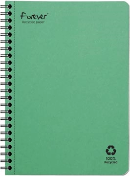 Een Clairefontaine FOREVER spiraalschrift, gerecycleerd, A5, 90g, 120 bladzijden, gelijnd, groen koop je bij Muys Kantoor & Kado