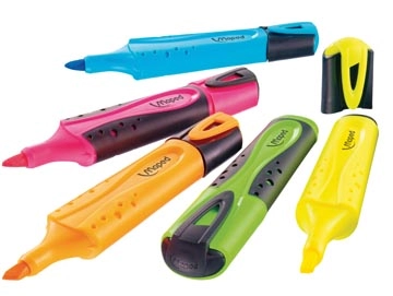 Een Maped markeerstift Fluo'Peps Classic etui van 4 stuks: geel, oranje, roze en groen koop je bij Muys Kantoor & Kado