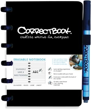 Een Correctbook A6 Original: uitwisbaar / herbruikbaar notitieboek, gelijnd, Ink Black (zwart) koop je bij Muys Kantoor & Kado