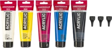 Een Amsterdam acrylverf primair 120 ml, 5 tubes + 3 tuiten koop je bij Muys Kantoor & Kado