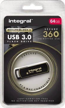 Een Integral 360 Secure USB 3.0 stick, 64 GB koop je bij Muys Kantoor & Kado