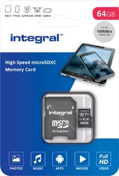 Een Integral microSDXC geheugenkaart, 64 GB koop je bij Muys Kantoor & Kado