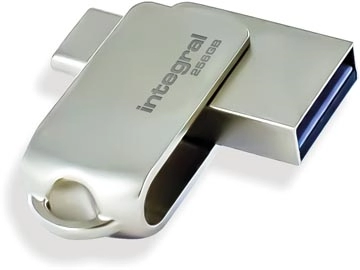 Een Integral 360-C Dual USB-C & USB 3.0 stick, 256 GB koop je bij Muys Kantoor & Kado