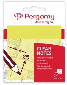 Een Pergamy transparante notes, ft 76 x 76 mm, 50 vel, geel koop je bij Muys Kantoor & Kado