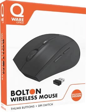 Een Qware draadloze muis Bolton, zwart koop je bij Muys Kantoor & Kado