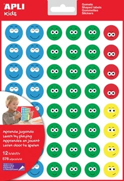 Een Apli Kids beloningsstickers Happy Smile, groot, blister met 12 vellen koop je bij Muys Kantoor & Kado