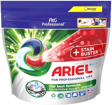 Een Ariel Professional wasmiddel All-in-1 + stainbuster, pak van 60 capsules koop je bij Muys Kantoor & Kado