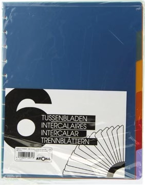 Een Atoma tabbladen, voor A4 schriften, uit PP, set van 6 stuks, geassorteerde kleuren koop je bij Muys Kantoor & Kado