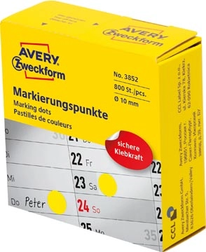 Een Avery marking dots, diameter 10 mm, rol met 800 stuks, geel koop je bij Muys Kantoor & Kado