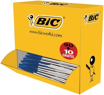 Een Bic balpen Cristal Medium voordeelpak 90 + 10 gratis, blauw koop je bij Muys Kantoor & Kado