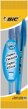 Een Bic roller Cristal Gel blauw, blister met 2 stuks koop je bij Muys Kantoor & Kado