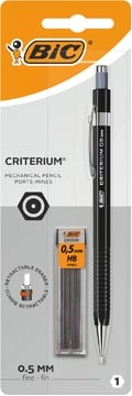 Een Bic vulpotlood Criterium, blister van 1 stuk + 12 vullingen (gratis), zwart, 0,5 mm koop je bij Muys Kantoor & Kado