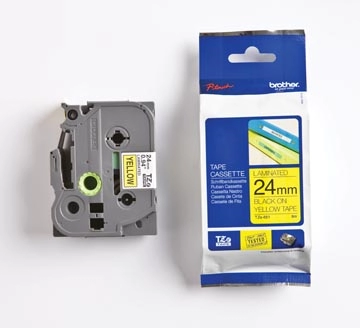 Een Brother TZe tape voor P-Touch 24 mm, zwart op geel koop je bij Muys Kantoor & Kado