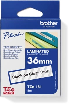 Een Brother TZe tape voor P-Touch 36 mm, zwart op transparant koop je bij Muys Kantoor & Kado